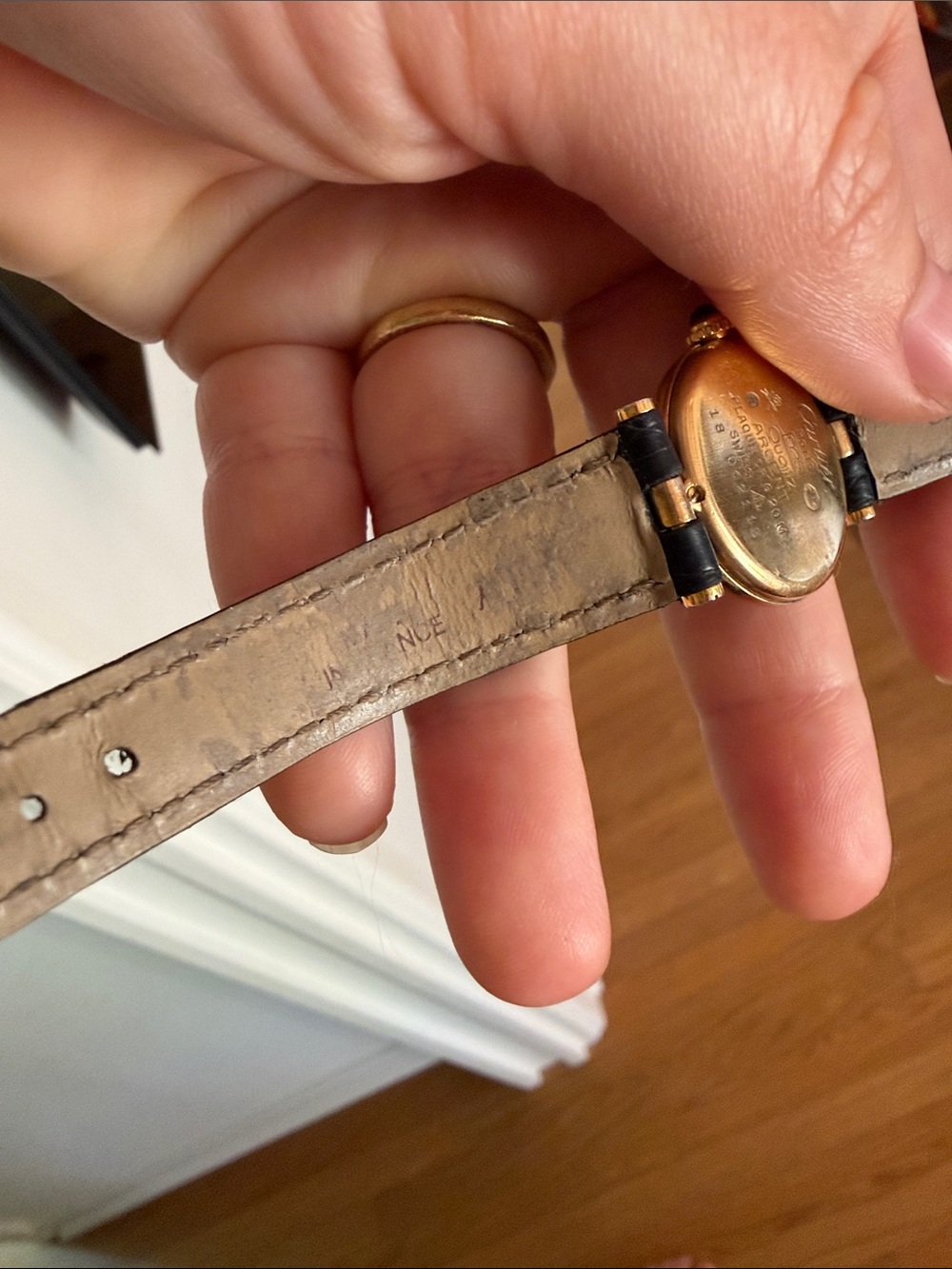 Cartier Gold-Tone Round Watch with Black Leather Strap - Picture 5 of 6